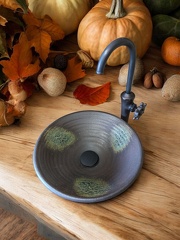 灰釉点文手洗鉢