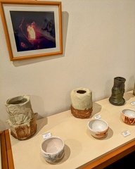 灰釉花入と志野茶盌