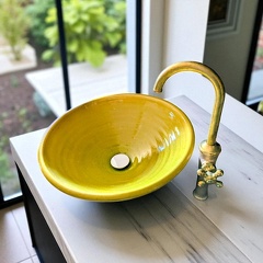 イエローガラス手洗い鉢